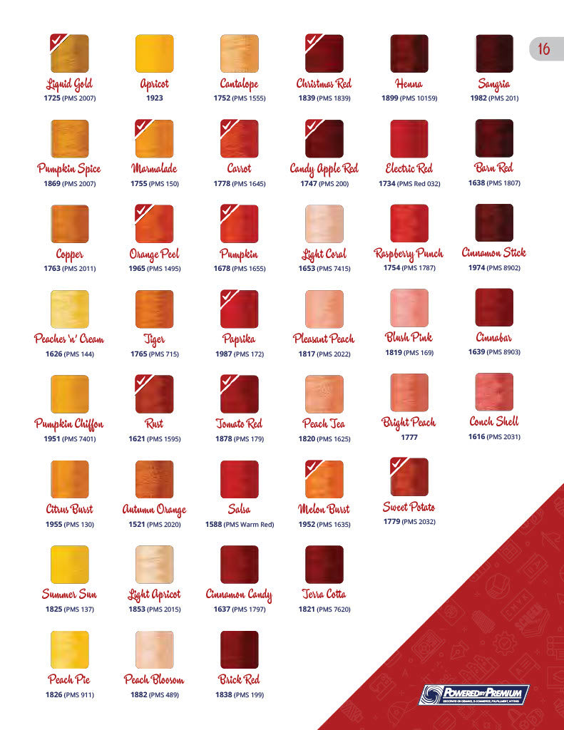 Color swatches for screen printing and custom apparel, showcasing various shades for precision personalization.